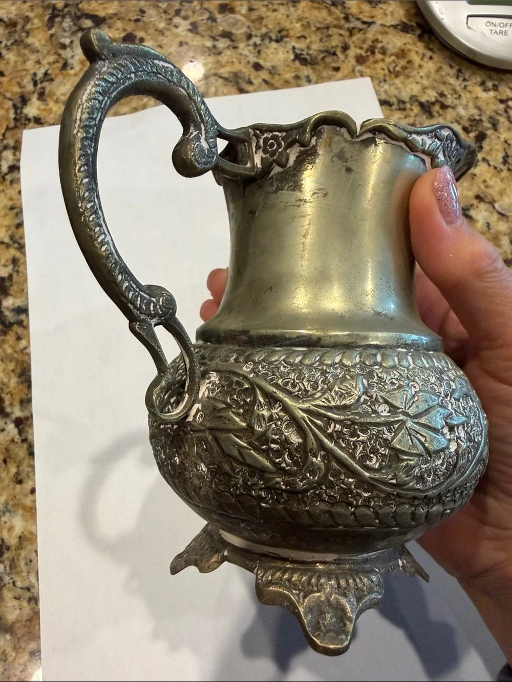 Vintage Ornate Silver-Plated footed creamer pitcher